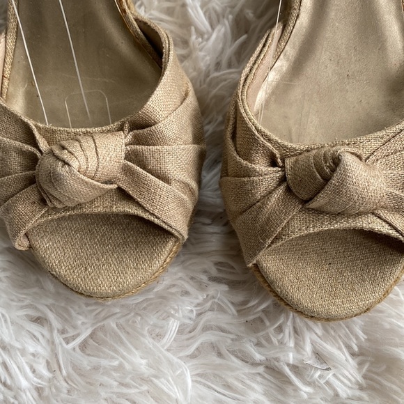 New Womens  peep toes ankle wrap shimmer wedge sandals, Size 8.5 - Picture 4 of 8